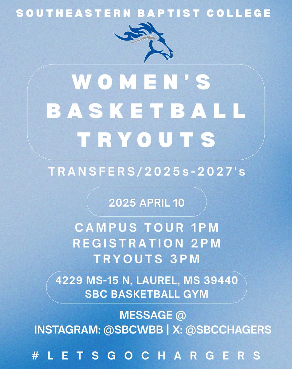 Southeastern Baptist College WBB (@sbcchargerswbb) on Twitter photo Meet Our Team and See Our Campus. #LetsGoChargers
<a href="/SBCathletics_/">Southeastern Baptist College Athletics</a>
<a href="/EMikeMilligan/">Mike Milligan</a> <a href="/Sarahia01720300/">Sarahia</a> <a href="/Scoward15/">Syd Coward</a> <a href="/mack_mcguirt/">Mackenzie McGuirt</a> <a href="/Breyonceee03/">breyonce03🖤</a> Meet Our Team and See Our Campus. #LetsGoChargers
<a href="/SBCathletics_/">Southeastern Baptist College Athletics</a>
<a href="/EMikeMilligan/">Mike Milligan</a> <a href="/Sarahia01720300/">Sarahia</a> <a href="/Scoward15/">Syd Coward</a> <a href="/mack_mcguirt/">Mackenzie McGuirt</a> <a href="/Breyonceee03/">breyonce03🖤</a>