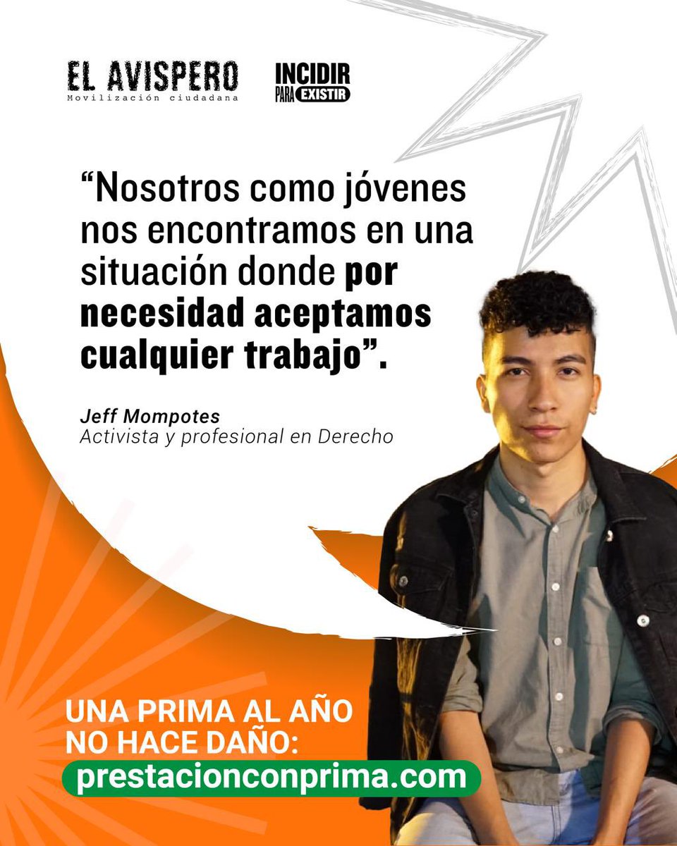💼 ¡La juventud que trabaja como prestadora de servicios merece una prima! ✨  A muchos jóvenes les toca aceptar trabajos con malas condiciones porque es lo que hay, pero podemos cambiar eso. 💪Apoya a los prestadores firmando en 👉 prestacionconprima.com