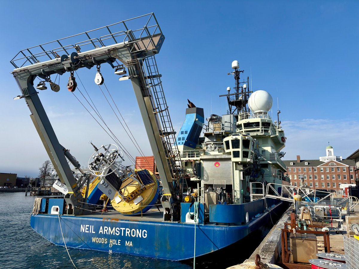 Ocean Observatories (@oceanobserv) on Twitter photo The R/V Neil Armstrong is dockside at WHOI and gearing up for departure! 🚢
The Pioneer 21 cruise is headed to the #OOI Pioneer Array in the Mid-Atlantic Bight for mooring ops & data recovery.
Follow along for field updates!
#OceanObserving #RVNeilArmstrong #MAB The R/V Neil Armstrong is dockside at WHOI and gearing up for departure! 🚢
The Pioneer 21 cruise is headed to the #OOI Pioneer Array in the Mid-Atlantic Bight for mooring ops & data recovery.
Follow along for field updates!
#OceanObserving #RVNeilArmstrong #MAB