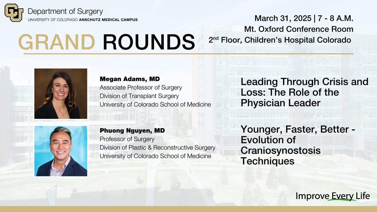 CU Department of Surgery (@cudeptsurg) on Twitter photo Join us for Grand Rounds on Monday, featuring Megan Adams, MD, associate professor of <a href="/CU_Transplant/">CU Transplant Center</a>, and Phuong Nguyen, MD, professor of @CUPlastics!
acrobat.adobe.com/id/urn:aaid:sc… Join us for Grand Rounds on Monday, featuring Megan Adams, MD, associate professor of <a href="/CU_Transplant/">CU Transplant Center</a>, and Phuong Nguyen, MD, professor of @CUPlastics!
acrobat.adobe.com/id/urn:aaid:sc…