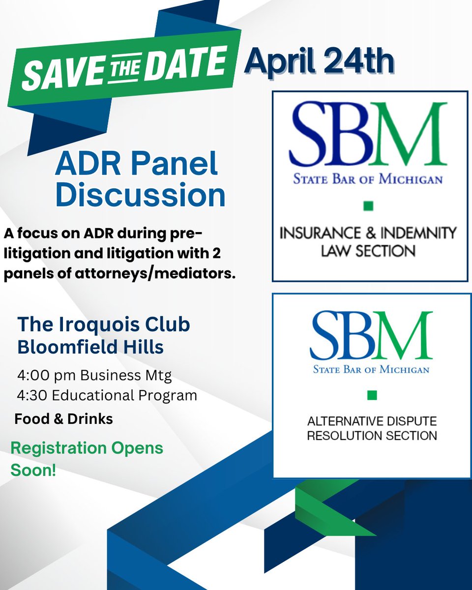 Join us on April 24th.  This program will explore ADR processes in both pre-litigation and litigation, featuring two panels of attorneys and mediators, including Donn Fresard, Suzanne Stanczyk, Marcy Tayler, Judges Edward Ewell and Patricia Fresard.