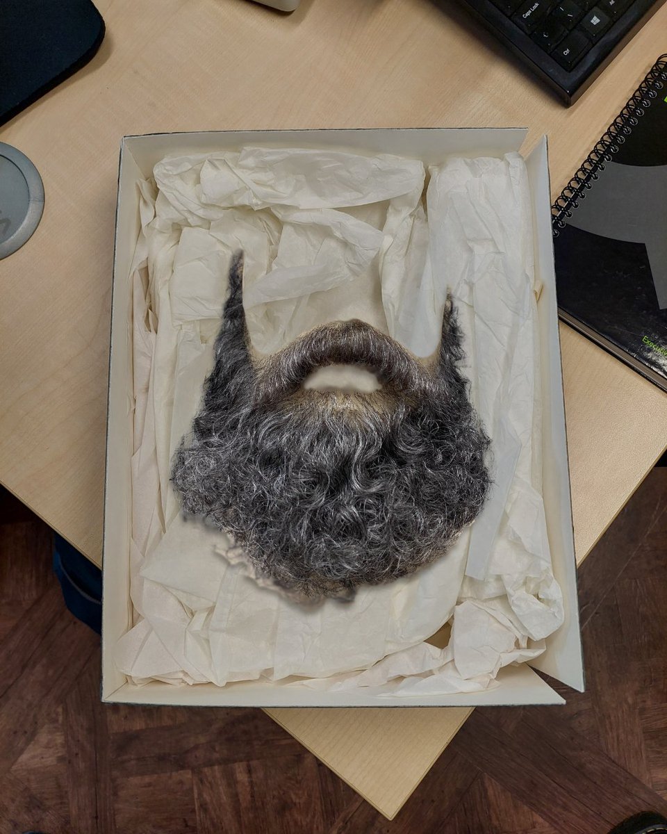 Exciting (&amp; shocking) new discovery!

During routine cleaning, our curatorial team discovered a fake Dickensian beard! We have since been able to confirm its authenticity, as belonging to Charles Dickens. This suggests that the author's iconic beard was not grown naturally. 🤔