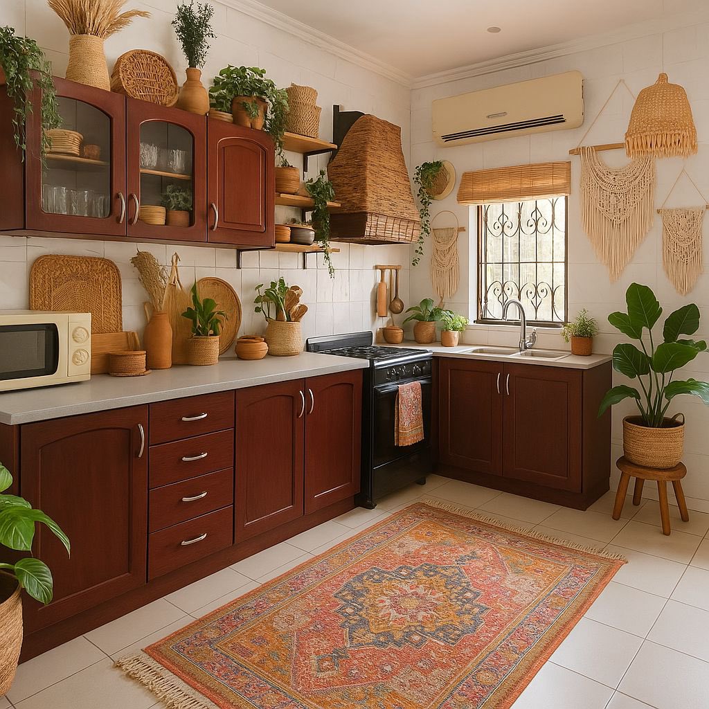I’m truly mind blown by OpenAI’s new image generator! I’ve been playing with it all day and it’s extremely impressive! Here’s an image of home staging / interior design of a kitchen. 

It turned this very plain kitchen into a bohemian-style haven. #AI #ChatGPT