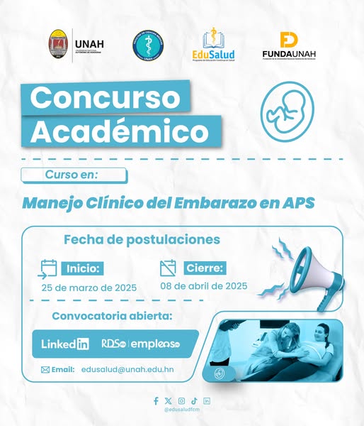 edusaludfcm's tweet photo. El Programa de Educación Continua en Salud (EduSalud) de la Facultad de Ciencias Médicas - UNAH está en búsqueda de un docente especializado para impartir el Curso en Manejo Clínico del Embarazo en  (APS). - https://t.co/BfKKkN5Sgv https://t.co/Bw7dTR4BZT https://t.co/hsAQsgRpZE