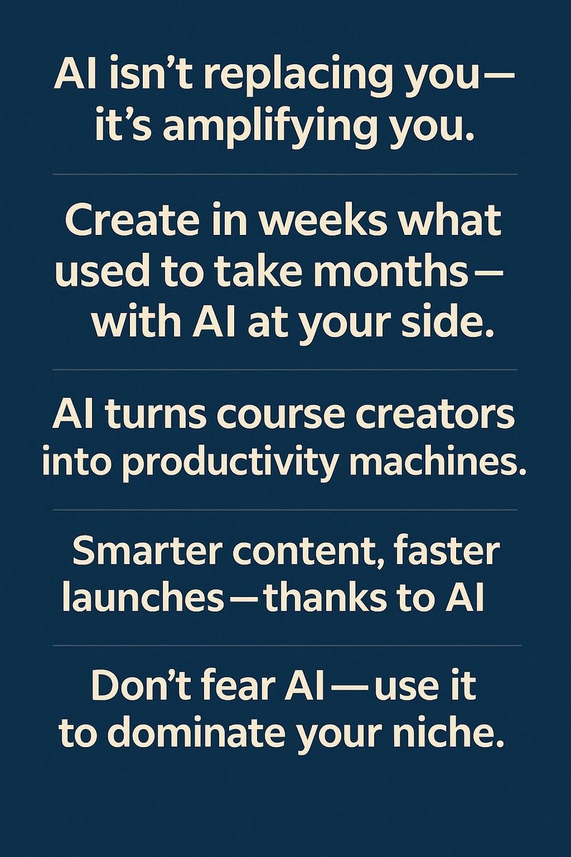 The biggest myth in eLearning?
“AI will replace course creators.”
❌ False.
✔️ Reality: AI empowers you.
It helps you build faster, teach smarter, and grow quicker.
Here’s how AI is transforming course creation 👇🧵