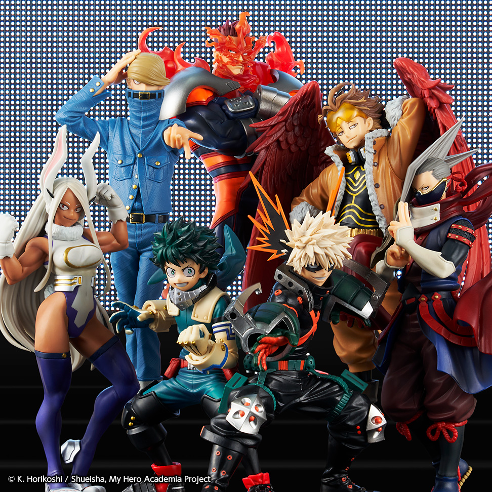 It's time for #TriviaThursdays!

Can you list all of the hero names of the characters shown here from the #MHA Heros #Ichibankuji? 👀