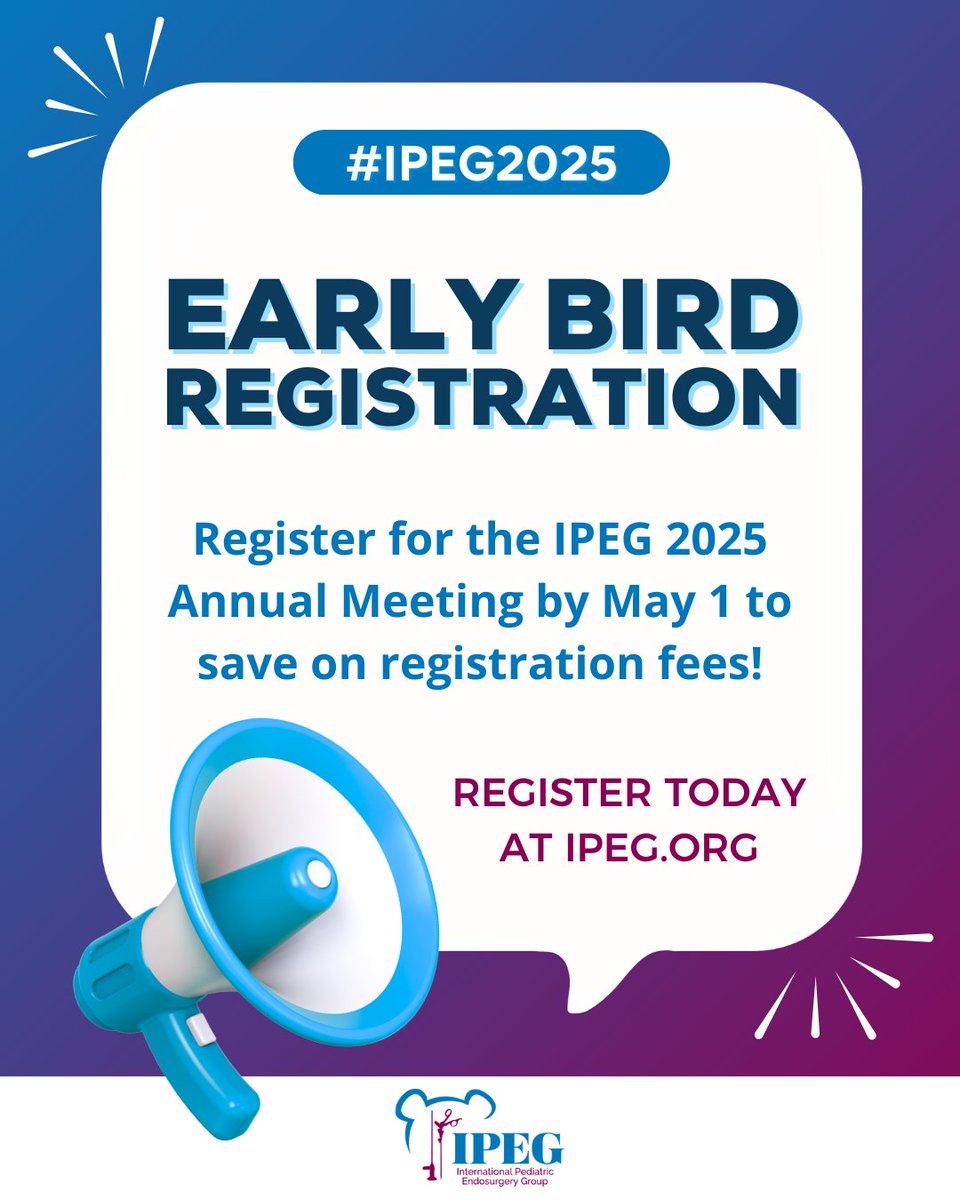 Have you registered for #IPEG2025 yet?! Register by May 1st to save on registration fees with early bird registration! Visit IPEG.ORG to learn more and register today!