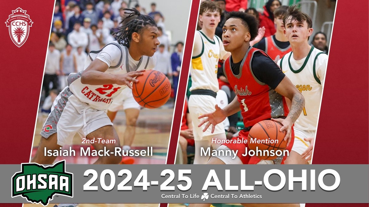 Central Catholic (@centralcatholic) on Twitter photo ☘️🏀CONGRATS <a href="/isaiahmackruss/">Isaiah Mack-Russell</a> (2nd-team) & <a href="/MannyJohnson26/">Manny Johnson</a> (HM) on earning <a href="/OHSAASports/">OHSAA Sports</a> D-III All-Ohio honors!!! Isaiah becomes 2nd <a href="/basketball_cchs/">Central Catholic Men’s Basketball</a> hoopster to collect all-state laurels on multiple occasions in last 5 yrs ... GO IRISH!!! #CentralToLife☘️🏀
Click HERE to More ☘️🏀CONGRATS <a href="/isaiahmackruss/">Isaiah Mack-Russell</a> (2nd-team) & <a href="/MannyJohnson26/">Manny Johnson</a> (HM) on earning <a href="/OHSAASports/">OHSAA Sports</a> D-III All-Ohio honors!!! Isaiah becomes 2nd <a href="/basketball_cchs/">Central Catholic Men’s Basketball</a> hoopster to collect all-state laurels on multiple occasions in last 5 yrs ... GO IRISH!!! #CentralToLife☘️🏀
Click HERE to More