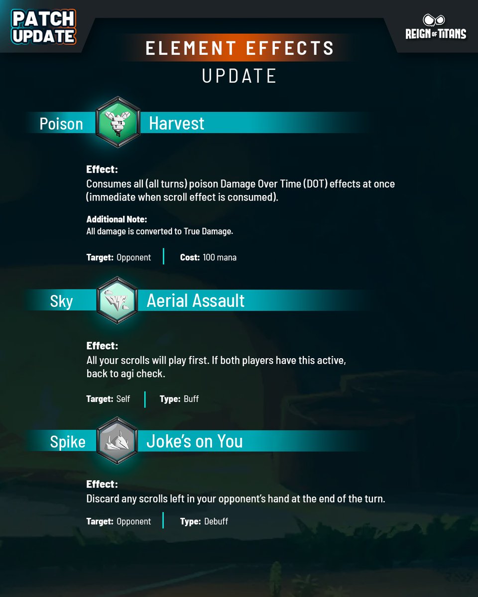 ReignOfTitansGG's tweet image. Buffs, counters, and pure elemental chaos! Which new power will REIGN supreme? 🔥🌊🌳 #reignoftitans #patchupdate