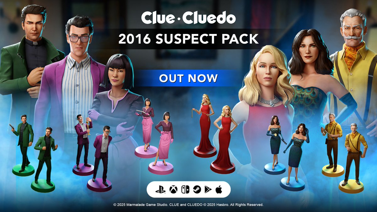 MarmaladeGames's tweet image. 📢  The VIPs have arrived!

Play as your favourite Clue/Cluedo characters from the iconic 2016 cast. The 2016 Suspect Pack offers 12 incredible new tokens to choose from, and you can play with them on any crime scene you own!

Who will you be playing as first? 👀