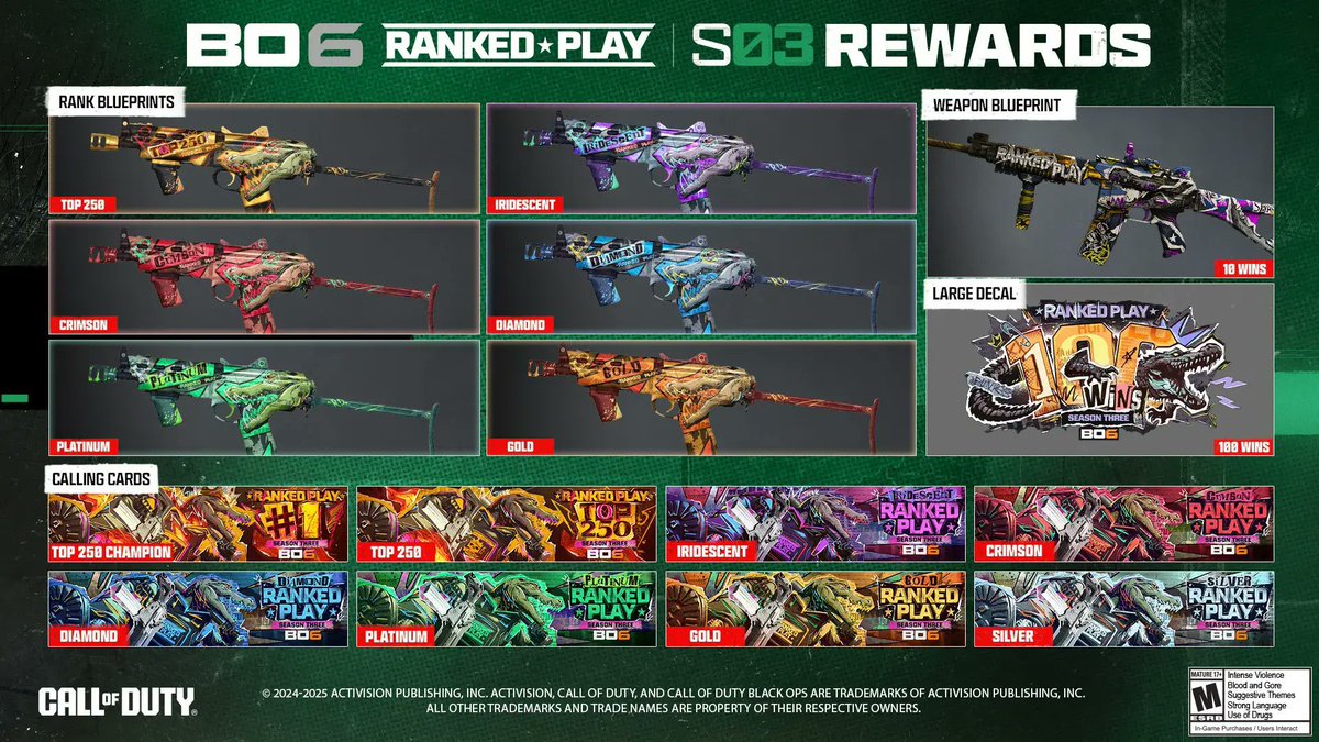 💎 جوائز اللعب المصنف لطور اللعب الجماعي في #BlackOps6 الموسم الثالث