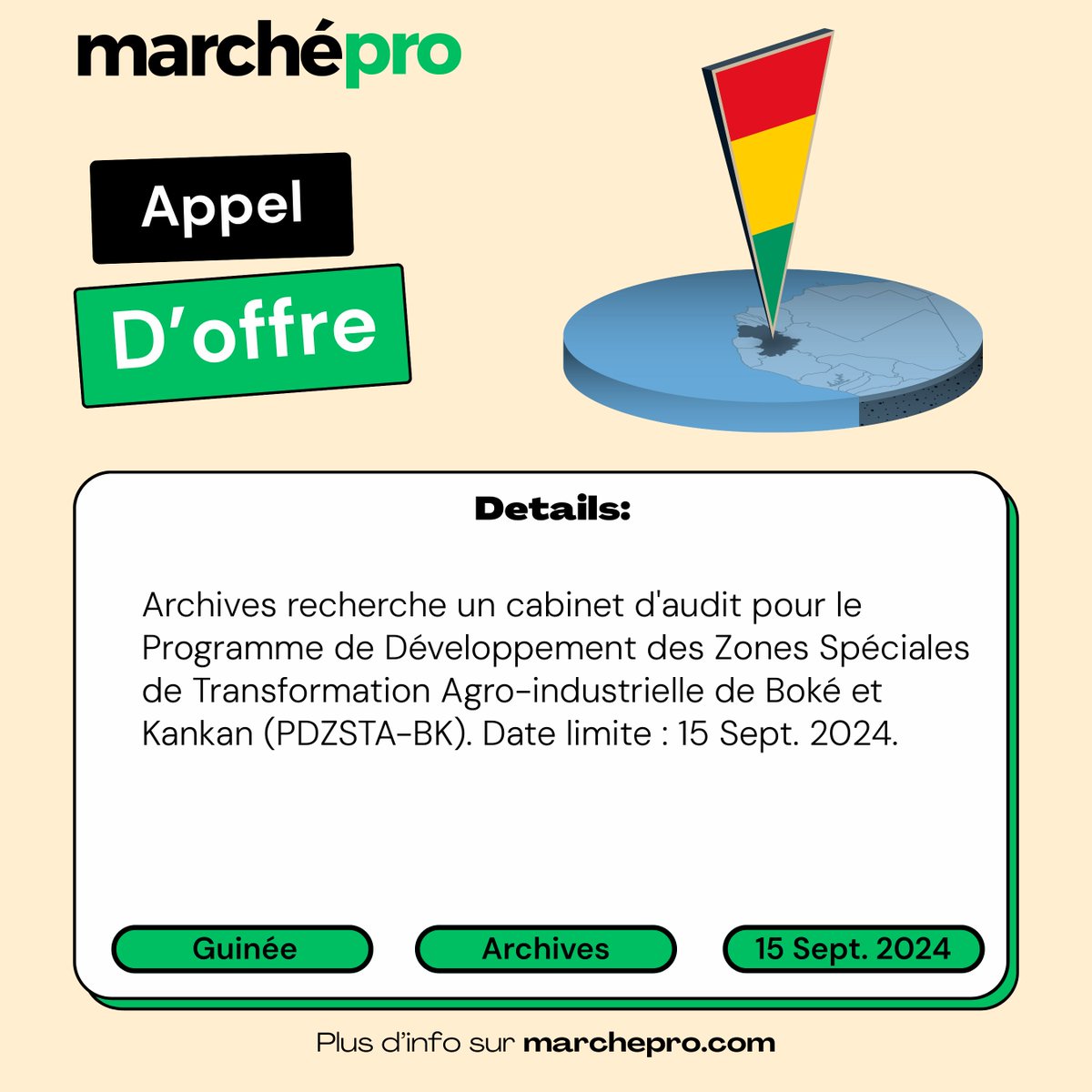 Recrutement d'un cabinet d'audit financier et comptable pour le PDZSTA-BK.

Lien: marchepro.com/offre/47925569
#Guinée #Conakry