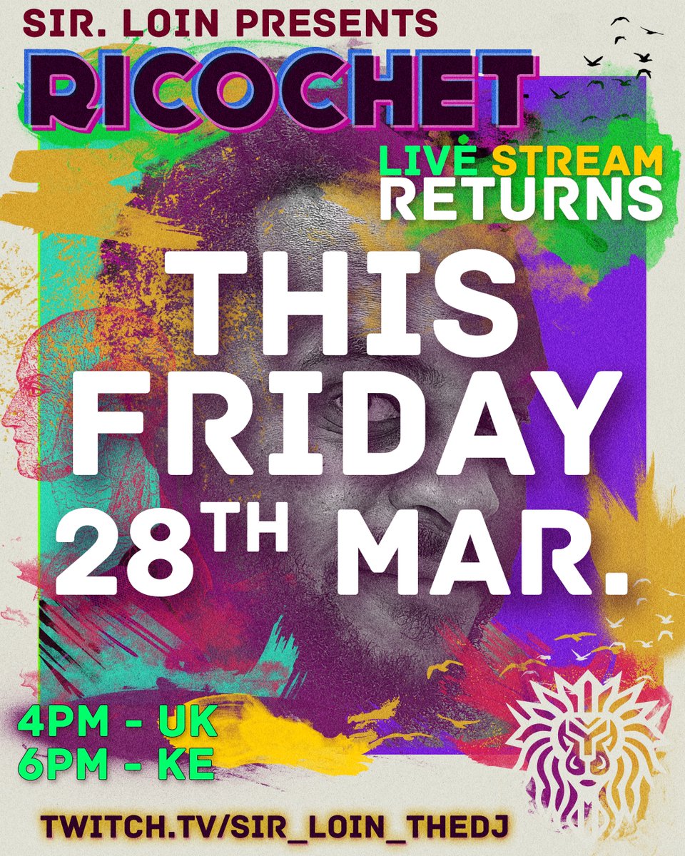 RICOCHET Returns Live on Twitch This Friday, 28th March twitch.tv/sir_loin_thedj