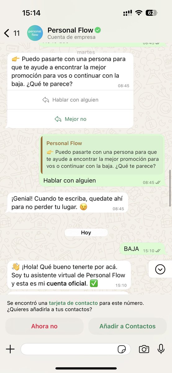 ____emilia_'s tweet photo. Llevo 15 días intentando darme de baja en personal. @PersonalAr !!! Tan difícil es que me respondan? https://t.co/q7KoHqHSas