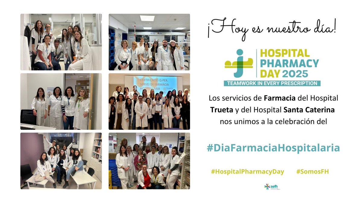 🗓Avui es celebra el #DiaFarmaciaHospitalaria sota el lema “Teamwork in every prescription”

🎯Aquesta iniciativa de <a href="/EAHPofficial/">European Association of Hospital Pharmacists</a> té com a finalitat visibilitzar la tasca desenvolupada pels professionals que treballen als Serveis de Farmàcia🏥💊

#HospitalPharmacyDay #HPD2025