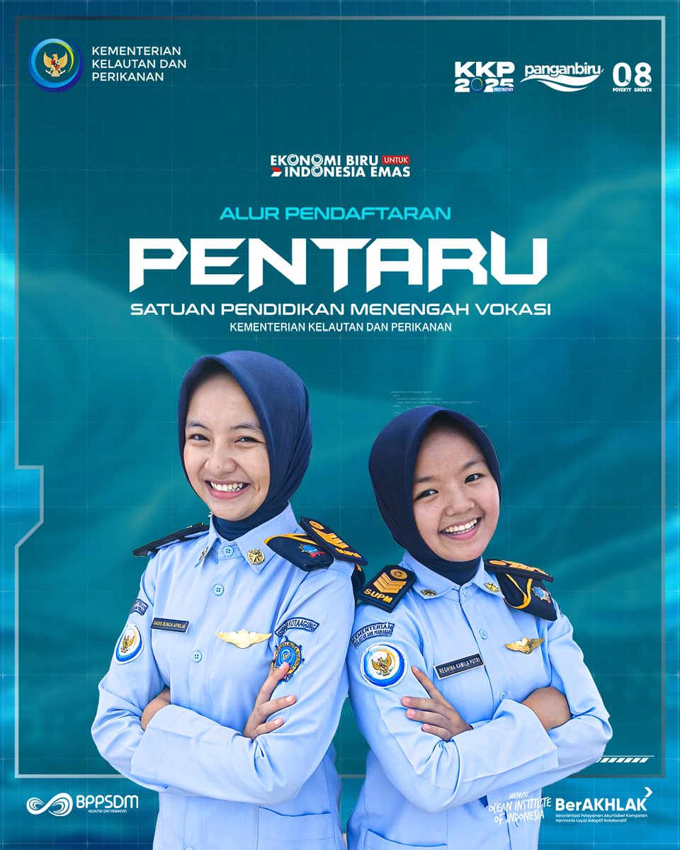 #SobatBahari, khusus pendaftar #PENTARUKKP2025 Satuan Pendidikan Menengah Vokasi, dpt mengirimkan seluruh dokumen persyaratan melalui WhatsApp Admin atau email satuan pendidikan menengah yg dipilih

#2025KKPRiseTogether #SDMKelautanPerikananUnggul <a href="/kkpgoid/">KKP RI</a> <a href="/in_radiarta/">INRadiarta</a> <a href="/bppsdm_kp/">BPPSDM KKP</a>