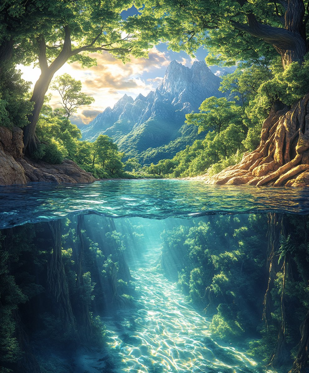 DiePlastikkarte's tweet image. 🌿 Above &amp;amp; Below: Nature’s Double Life 🌊✨
This breathtaking forest-meets-ocean fantasy is your ticket to peace and wonder.🏞️💚

linktr.ee/mastermindart

#FantasyNature #UnderwaterForest #SereneLandscape #DoubleExposureArt #NatureWallArt #MysticalMountains #OceanDepths