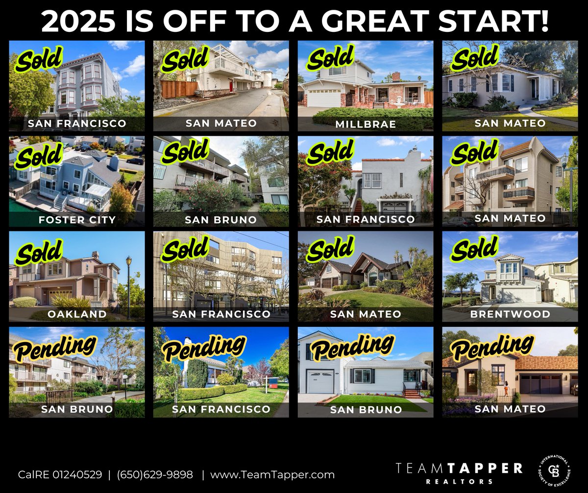 2025 is off to a great start for our team!

Team Tapper Realtors | CalRE 01240529
(650) 629-9898 | teamtapper.com

#sold #pendingsale #homesforsale #realtorlife #realestateteam #bayarearealtor #bayarearealestate #teamworkmakesthedreamwork #realestateinvesting #realtor