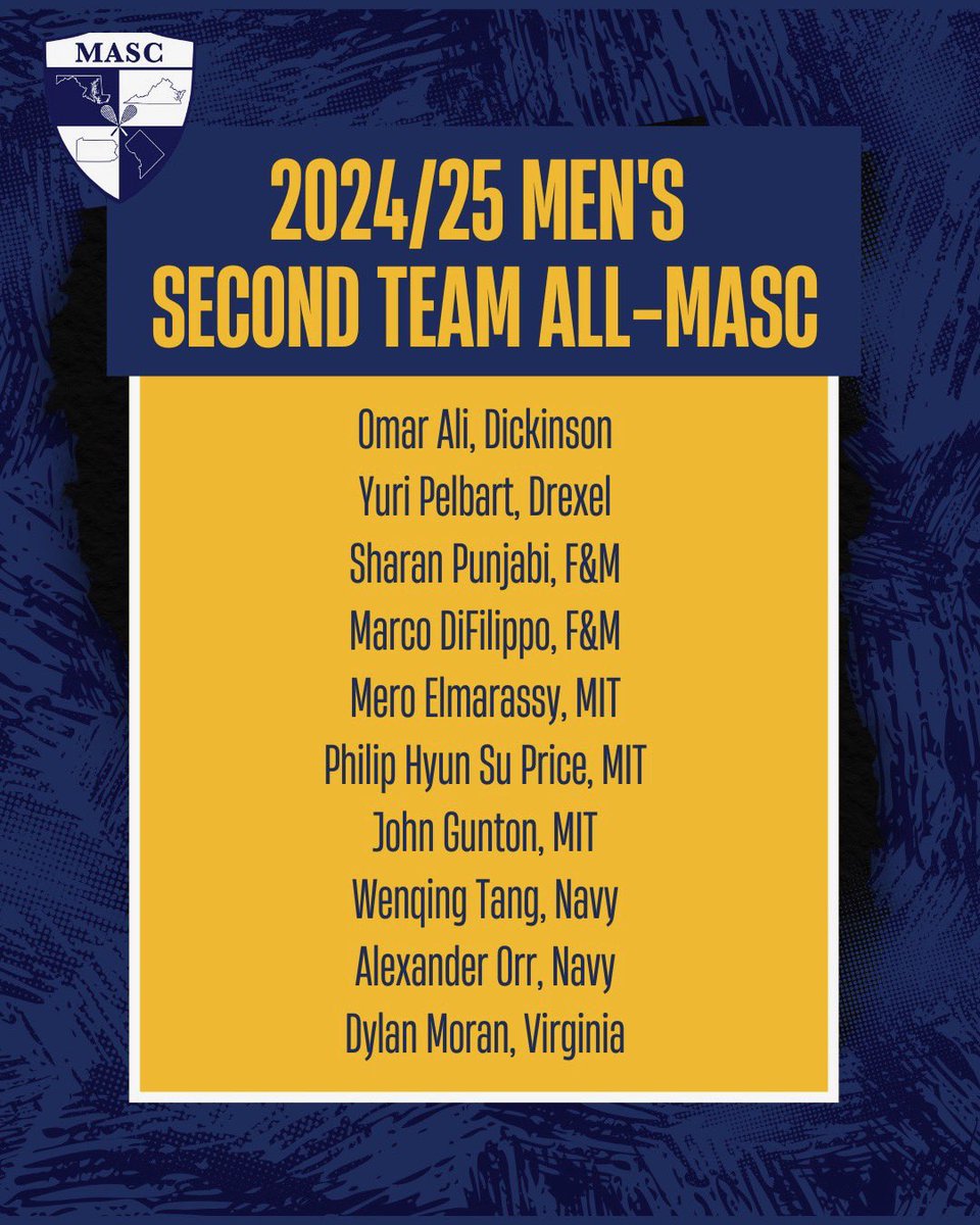 Congratulations to our 2025 Women’s and Men’s All-MASC teams! #mascsquash #MASCAwardsWeek