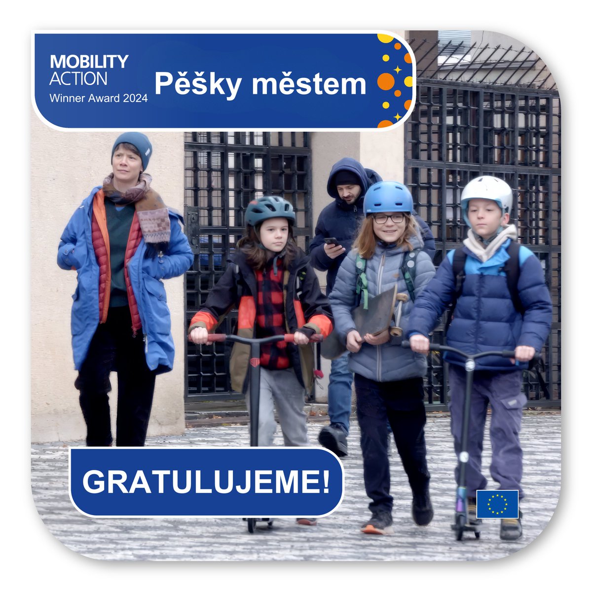 ZEK_Praha's tweet image. 🥳Gratulujeme iniciativě @PeskyMestem k výhře 🇪🇺 Mobility Action Award👏

Do jejich celostátní výzvy Pěšky do školy se zapojilo 501 škol na 338 🇨🇿 místech. 
Iniciativa povzbudila školáky, aby šli do školy pěšky a zdůraznila pozitivní dopady chůze na zdraví a životní prostředí.