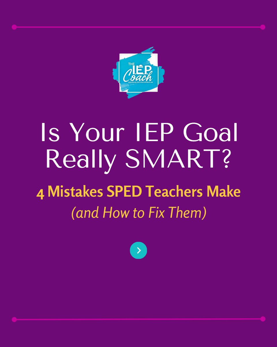 TheIEPCoachLLC's tweet photo. Vague IEP goals = ineffective support. ❌

Common SMART goal mistakes:
🚨 Too vague (“improve reading”)
🚨 No clear measurement
🚨 Unrealistic expectations

Swipe for quick fixes! What’s the worst SMART goal mistake you’ve seen? ⬇️ 

#SPED #IEPGoals https://t.co/IxjfzYgI0c