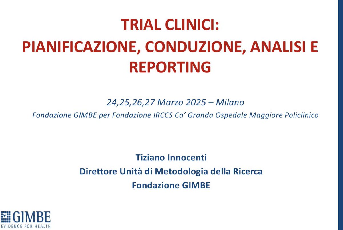 Tiziano Innocenti, PhD (@innocenti_tzn) on Twitter photo Di rientro da 4 giorni intensi con i ricercatori e le ricercatrici del Policlinico di Milano.
Con <a href="/GIMBE/">Fondazione GIMBE</a> abbiamo sezionato i #trialclinici e discusso ostacoli reali nella #ricerca.
Grazie a tutti per l’entusiasmo!
Ci rivediamo a novembre per gli studi osservazionali! Di rientro da 4 giorni intensi con i ricercatori e le ricercatrici del Policlinico di Milano.
Con <a href="/GIMBE/">Fondazione GIMBE</a> abbiamo sezionato i #trialclinici e discusso ostacoli reali nella #ricerca.
Grazie a tutti per l’entusiasmo!
Ci rivediamo a novembre per gli studi osservazionali!