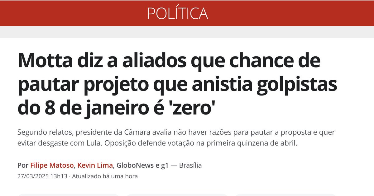 "Segundo relatos, presidente da Câmara avalia não haver razões para pautar a proposta e quer evitar desgaste com Lula."