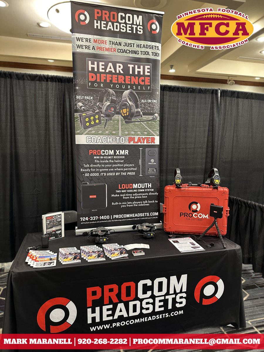 ProCom Headsets (@procomheadsets) on Twitter photo Minnesota Coaches‼️
<a href="/CoachMaranell/">Mark Maranell</a> is out in St. Louis Park at the <a href="/mfca_now/">MFCA-The Keepers of the Game</a> clinic. Stop by booth #35 for a demo and #HearTheDifference #ProCom will make for your team! You won't be disappointed 🔥
#CommunicateLikeAPro #SidelineCommunication Minnesota Coaches‼️
<a href="/CoachMaranell/">Mark Maranell</a> is out in St. Louis Park at the <a href="/mfca_now/">MFCA-The Keepers of the Game</a> clinic. Stop by booth #35 for a demo and #HearTheDifference #ProCom will make for your team! You won't be disappointed 🔥
#CommunicateLikeAPro #SidelineCommunication