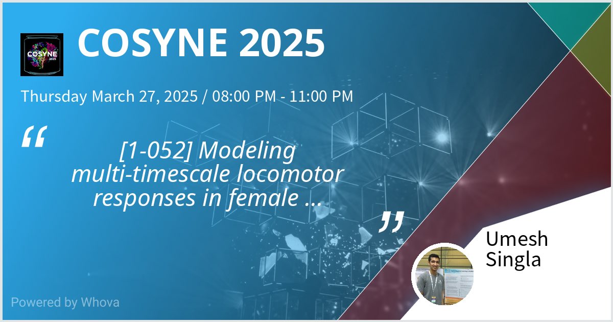 UmeshKSingla's tweet photo. Check out our work on female fruit fly behavior at COSYNE 2025 in Montreal tonight! Excited to chat and exchange ideas on modeling social interactions and more. #cosyne2025 #cosyne25 https://t.co/18jJquBiBA