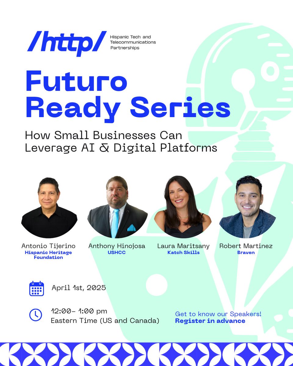 http_policy's tweet image. Tech is reshaping how small businesses grow. Join us in our webinar and learn how AI + digital tools are helping business owners thrive.

April 1 | 12PM ET

🔗 Register here: us02web.zoom.us/webinar/regist…

#FuturoReadySeries #SmartBusinessTools