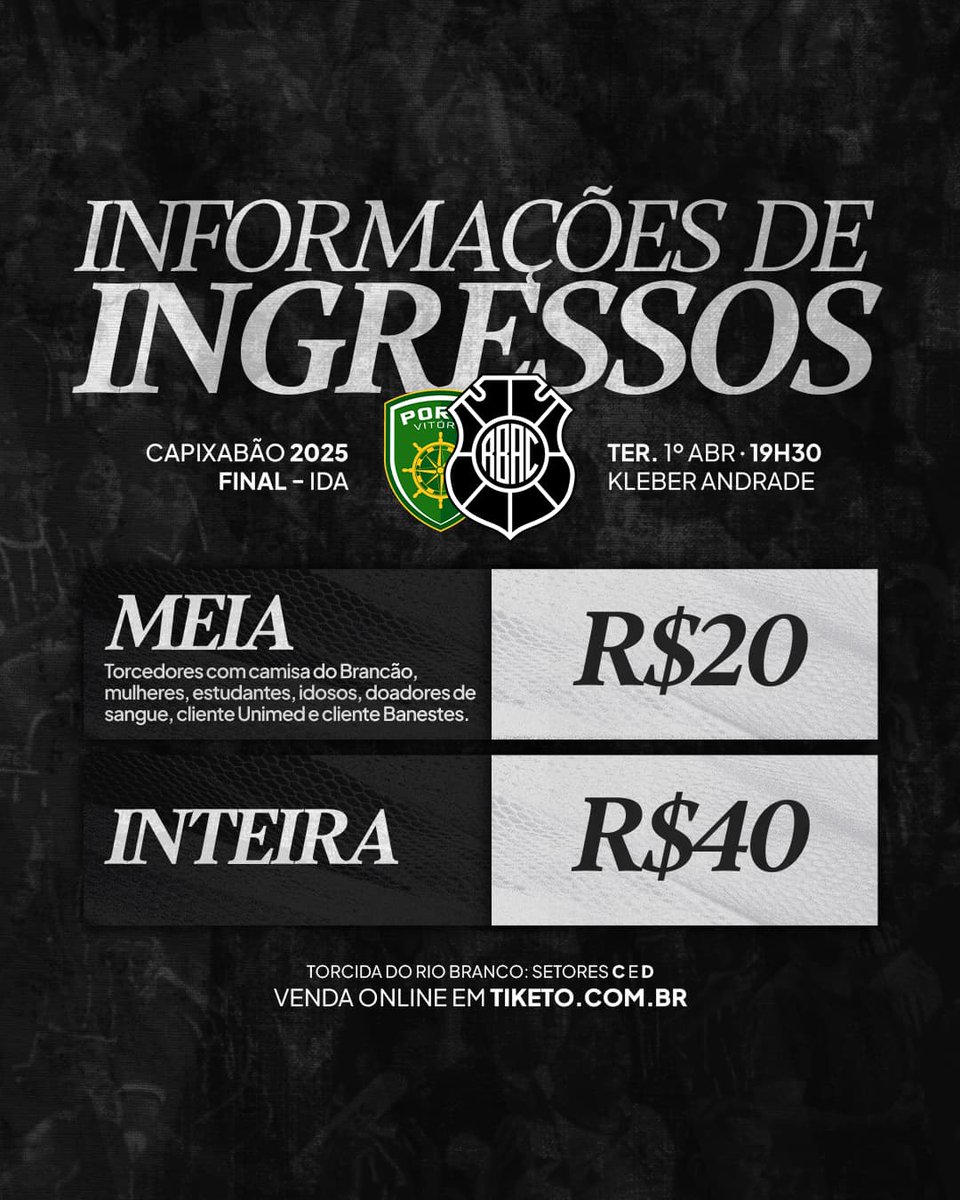 riobrancoes's tweet photo. ⚠️ AVISO GERAL! Começou a venda de ingresso para o primeiro jogo da 𝐆𝐑𝐀𝐍𝐃𝐄 𝐅𝐈𝐍𝐀𝐋🏆
É hora de fazer história mais uma vez.
Garanta seu ingresso antecipado e evite filas.
#Pela39🏆
#PeloBi🏆🏆 https://t.co/1S5jcM44n1
