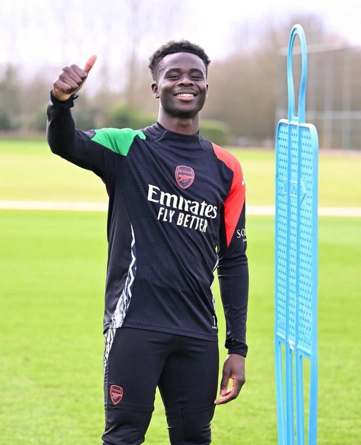 YAGILEVELvibes's tweet image. 🗣 Hello again”, says Bukayo Saka on Instagram… he’s back in training with Arsenal squad.

He’ll be also ready to face Real Madrid in UCL Quarter Finals.