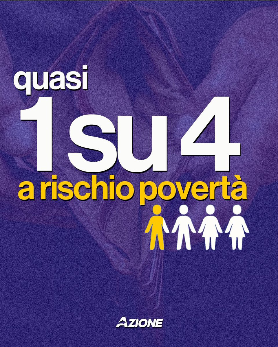 Azione_it's tweet photo. Quasi una persona su quattro in Italia è a rischio povertà o esclusione sociale. Da trent’anni i salari non crescono, anzi si riducono, facendo registrare i risultati peggiori di tutta l’area G20. La produttività è ferma al chiodo e il costo della vita aumenta sempre di più.

Finché la politica non deciderà di investire su un piano di produttività questa cifra sarà destinata ad aumentare. È arrivato il momento di rafforzare i salari, anche attraverso una retribuzione minima oraria, e di investire in industria ed energia.

Non c’è più tempo da perdere.