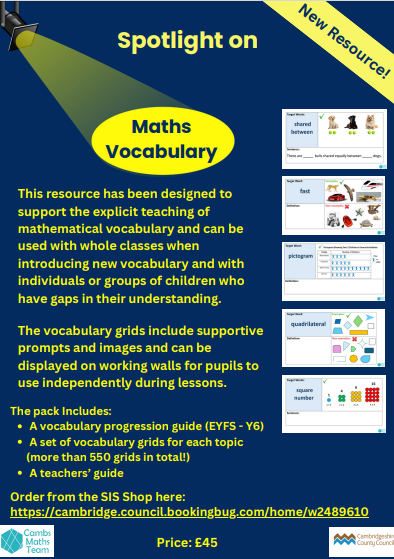 Cambs_SIS's tweet photo. Have you seen our new maths vocabulary resource? You can purchase it for £45 from the SIS Shop section here: https://t.co/IYim00F70m #CambsMaths https://t.co/m5XBIvmnhq