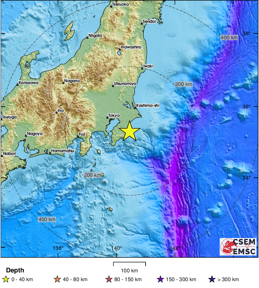 LastQuake's tweet photo. ⚠Preliminary info: M4.3 #earthquake (#地震) about 20 km SE of #Mobara (#Japan) 4 min ago (local time 03:50:39). Updates at:
📱https://t.co/QMSpuj6Z2H
🌐https://t.co/AXvOM7I4Th
🖥https://t.co/wPtMW5ND1t https://t.co/WDn0nS6jC0
