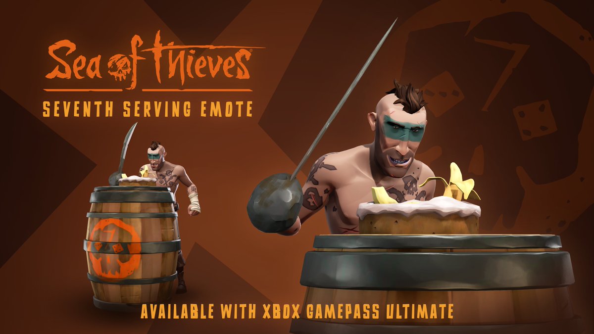 The time-limited Seventh Serving Emote is now available to redeem via <a href="/XboxGamePass/">Xbox Game Pass</a> Ultimate Perks! Enjoy this timely twist on a classic cake-based emote to mark our seventh anniversary. More info on Perks here: xbox.com/xbox-game-pass…