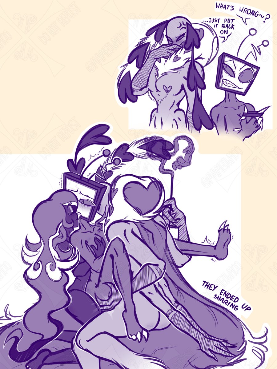 MayMeowMoo's tweet photo. (Omega) Vox (&amp; his Vee consisting of 2 Alphas) doodles 5 (A/b/o) ( ◡‿◡ )   (Part 2) 
~ #PolyVees #HazbinHotelValentino #HazbinHotelVelvettee #HazbinHotelVox ~ https://t.co/zvDYuiGlhU
