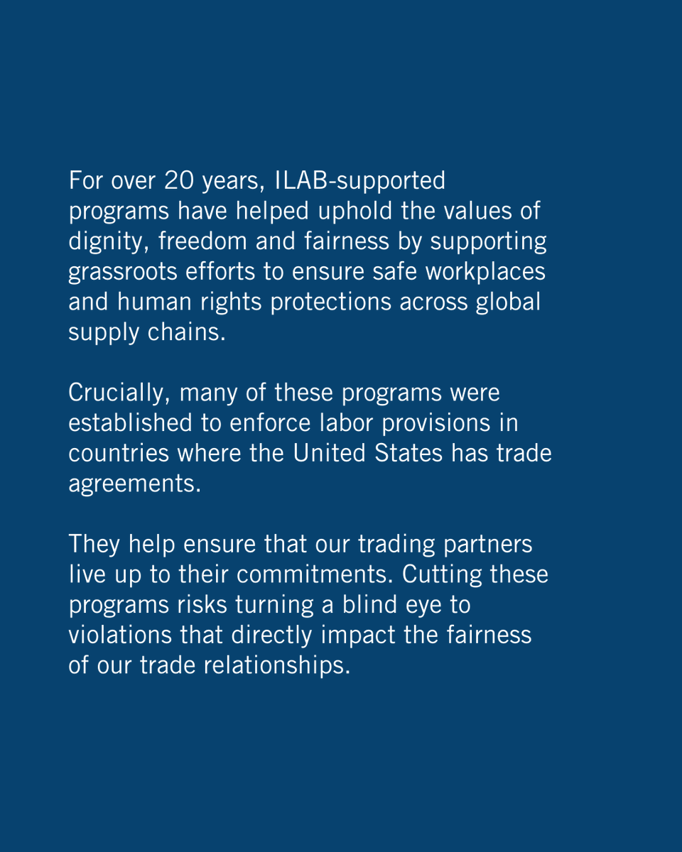 SolidarityCntr's tweet photo. Eliminating programs will:

🚨 Leave workers &amp; children vulnerable to forced labor
🚨 Silence efforts to improve working conditions peacefully
🚨 Ignore root causes of migration: poverty wages &amp; unsafe work
🚨 Enable a race to the bottom, lowering labor standards everywhere https://t.co/fZFy4cEhIR