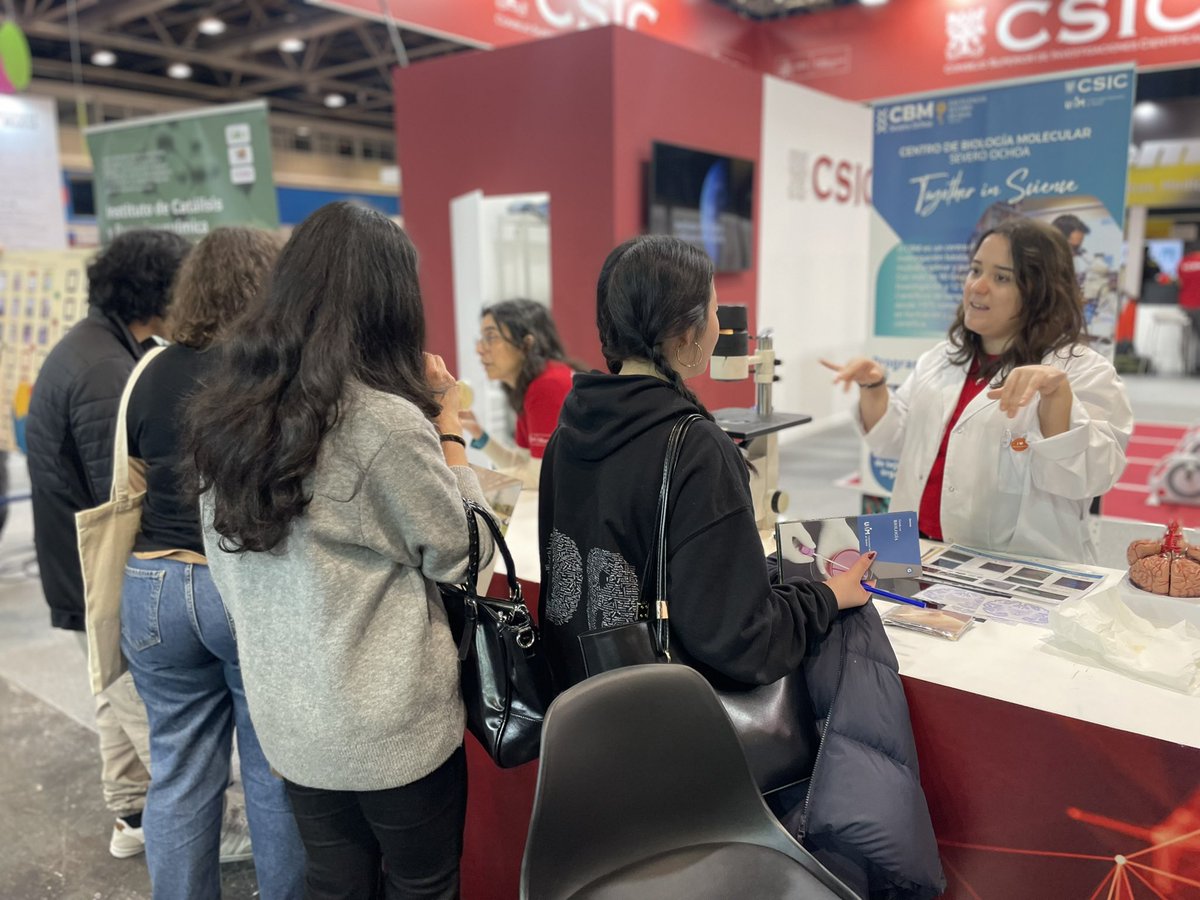 CBM_CSIC_UAM's tweet photo. ¡Cansados pero muy felices después del primer día de feria #MadridEsCiencia 2025! Cientos de estudiantes, profes y familias han descubierto cosas nuevas con nuestras actividades 🔬🧠🧫🦠🌈🧬 ¡¡Mañana y el sábado, más!! https://t.co/CpEFILnPac