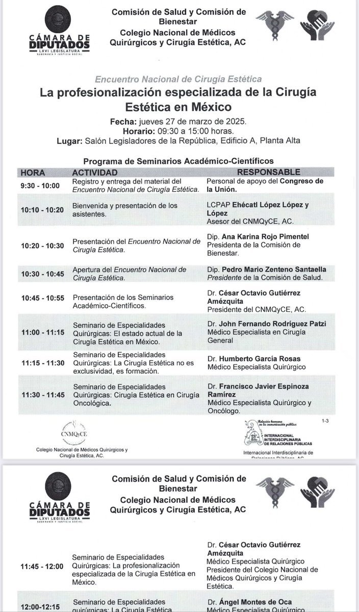 Azucena Uresti (@azucenau) on Twitter photo ¿Cirujanos sin certificación en la Cámara de Diputados? 🏛️✂️
Hoy se llevó a cabo un foro en <a href="/Mx_Diputados/">H. Cámara de Diputados</a> sobre la profesionalización de la cirugía estética en México. Sin embargo, los ponentes no cuentan con certificaciones ni respaldo oficial. Aquí la información👇
📰 ¿Cirujanos sin certificación en la Cámara de Diputados? 🏛️✂️
Hoy se llevó a cabo un foro en <a href="/Mx_Diputados/">H. Cámara de Diputados</a> sobre la profesionalización de la cirugía estética en México. Sin embargo, los ponentes no cuentan con certificaciones ni respaldo oficial. Aquí la información👇
📰