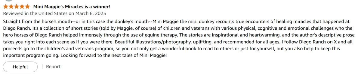 Diegoranchinc's tweet photo. 🚨WARNING🚨 you will cry with this book.  I love reading these reviews about our NEW BOOK, Mini Maggie's Miracles. Ya'll are so very sweet to Diego Ranch, and I can't thank you enough.  Help a veteran and child out today by purchasing a book on Amazon. Click the link here 👉👉👉 https://t.co/ID6Gh3Il9R