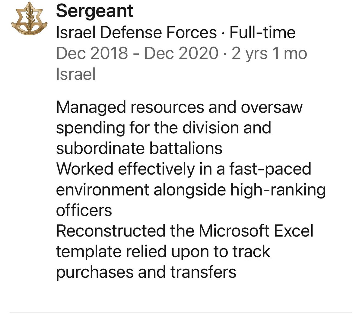 Just got intro’d to a BDR candidate who spent 2 years as a Sergeant in IDF special forces and was th