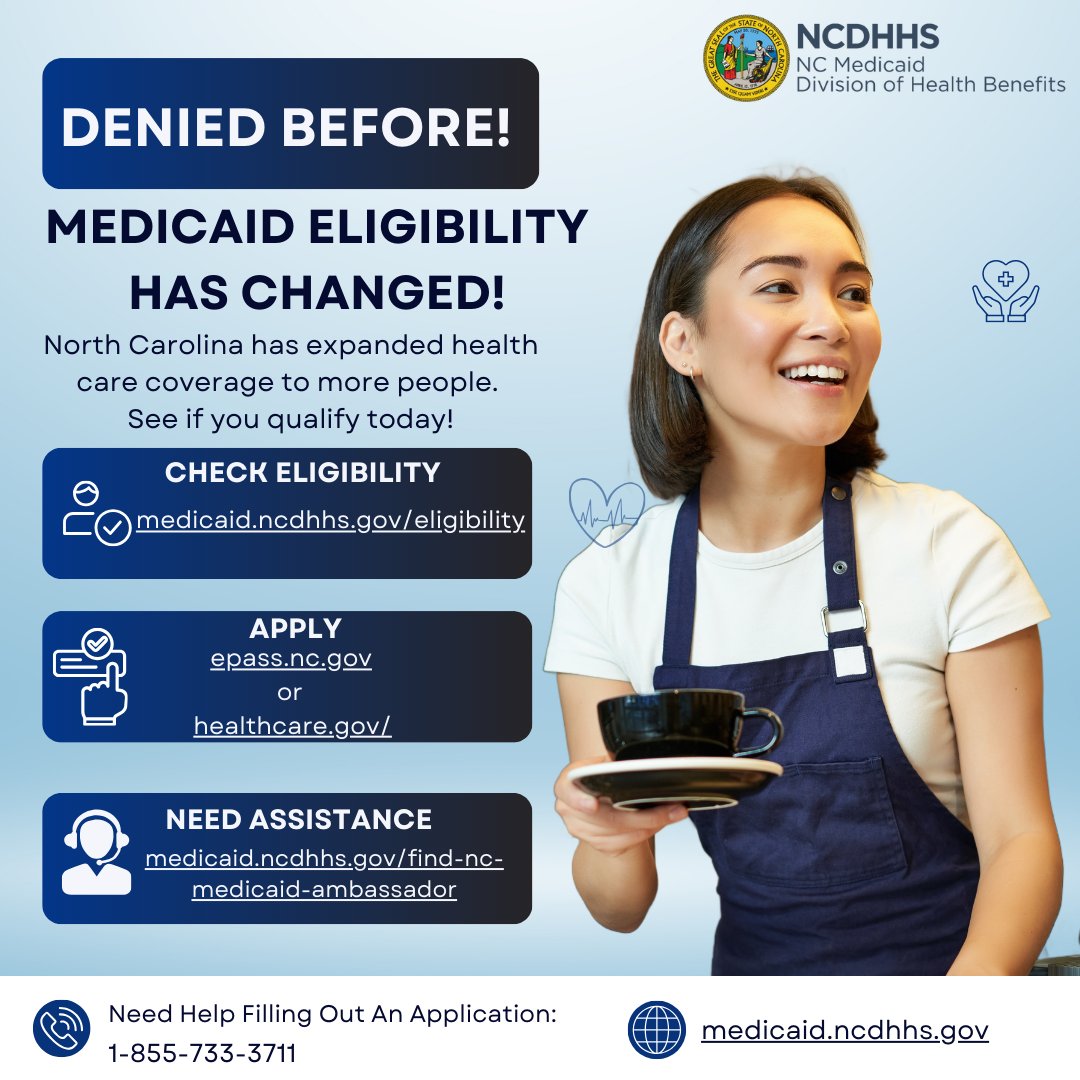 ncdhhs's tweet photo. North Carolina has expanded health care coverage to more people. See if you qualify today!

https://t.co/weM5Rd6Y3d
https://t.co/z5UpCUS8WP
https://t.co/F0PgCbcPWx
https://t.co/EsJTFWJPqa https://t.co/U0Q7EjarAH