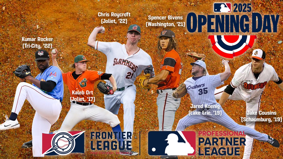 Frontier League (@flprobaseball) on Twitter photo ⚾️🎉CONGRATS to all of these former Frontier Leaguers on making MLB Opening Day rosters!🎉⚾️
Kumar Rocker, <a href="/Rangers/">Texas Rangers</a>
Kaleb Ort, <a href="/astros/">Houston Astros</a>
Chris Roycroft, <a href="/Cardinals/">St. Louis Cardinals</a>
Spencer Bivens, <a href="/SFGiants/">SFGiants</a>
Jared Koenig, <a href="/Brewers/">Milwaukee Brewers</a>
Jake Cousins, <a href="/Yankees/">New York Yankees</a> ⚾️🎉CONGRATS to all of these former Frontier Leaguers on making MLB Opening Day rosters!🎉⚾️
Kumar Rocker, <a href="/Rangers/">Texas Rangers</a>
Kaleb Ort, <a href="/astros/">Houston Astros</a>
Chris Roycroft, <a href="/Cardinals/">St. Louis Cardinals</a>
Spencer Bivens, <a href="/SFGiants/">SFGiants</a>
Jared Koenig, <a href="/Brewers/">Milwaukee Brewers</a>
Jake Cousins, <a href="/Yankees/">New York Yankees</a>
