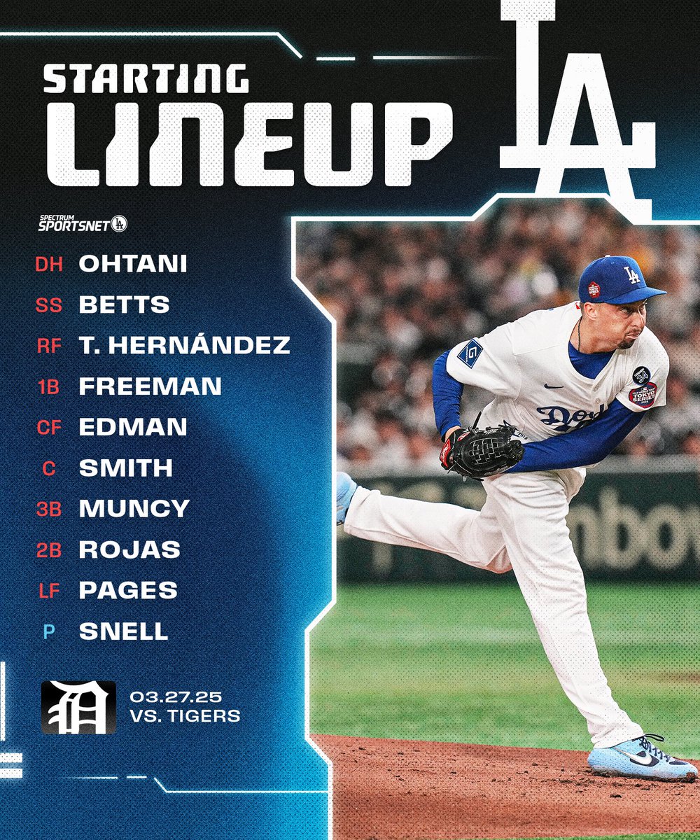 The #OpeningDayLA starting lineup for YOUR Los Angeles Dodgers 💙🤍
