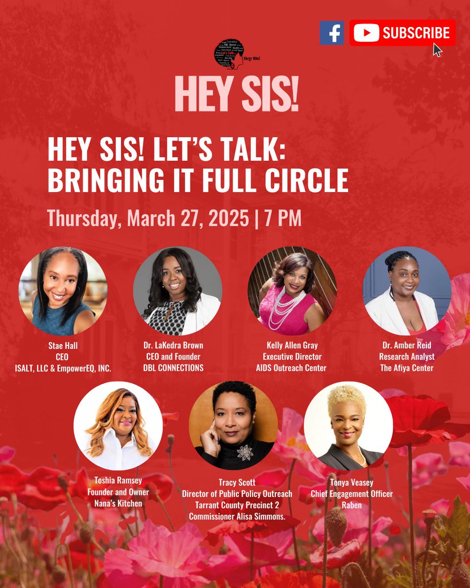 Couldn't make it to the Hey Sis Conference? 

That's okay! We recorded the conversation for you!

Join us tonight via Facebook or YouTube to celebrate the one year anniversary of this sisterhood with some of the people that have been with us from the start!

Tune in at 7 PM.