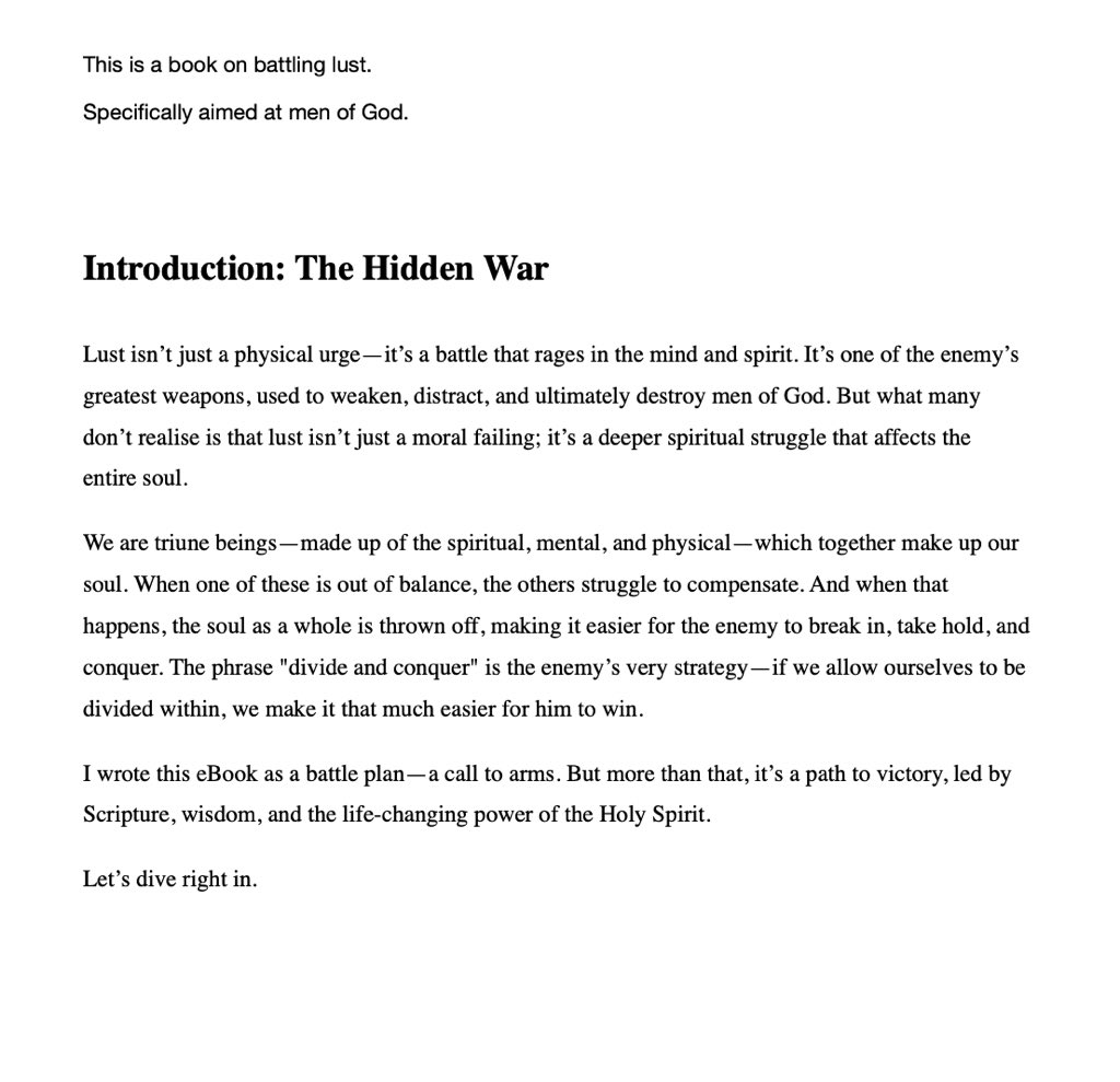 ZakJTowlson's tweet photo. This is an eBook about battling lust.

Specifically aimed at men of God.

Get it here : https://t.co/11KVc3qS4A https://t.co/edlxjs9soF