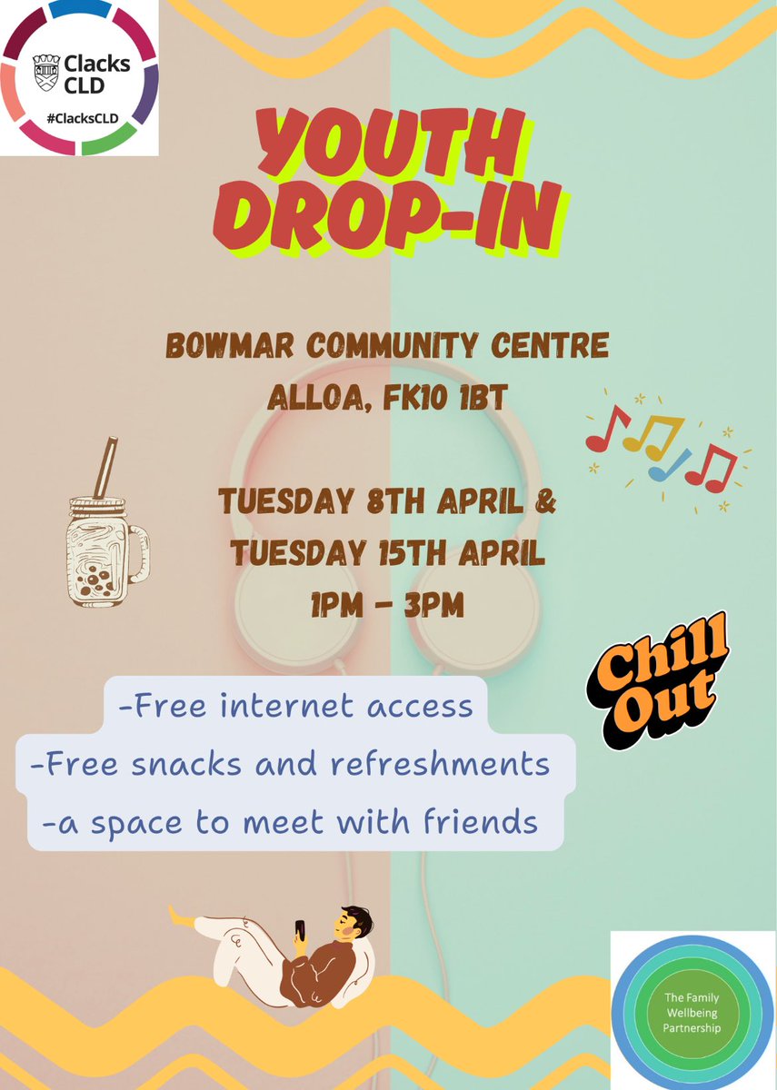Clackmannanshire CLD (@clackscld) on Twitter photo We will have a youth drop in during the Easter Holidays. <a href="/AlloaAcademy/">Alloa Academy</a> open to S1-S5 <a href="/ClacksCouncil/">Clackmannanshire Council</a> <a href="/ClacksEducation/">Clackmannanshire Council People Directorate</a> <a href="/ClacksFWP/">FWP Community Around the School</a> We will have a youth drop in during the Easter Holidays. <a href="/AlloaAcademy/">Alloa Academy</a> open to S1-S5 <a href="/ClacksCouncil/">Clackmannanshire Council</a> <a href="/ClacksEducation/">Clackmannanshire Council People Directorate</a> <a href="/ClacksFWP/">FWP Community Around the School</a>