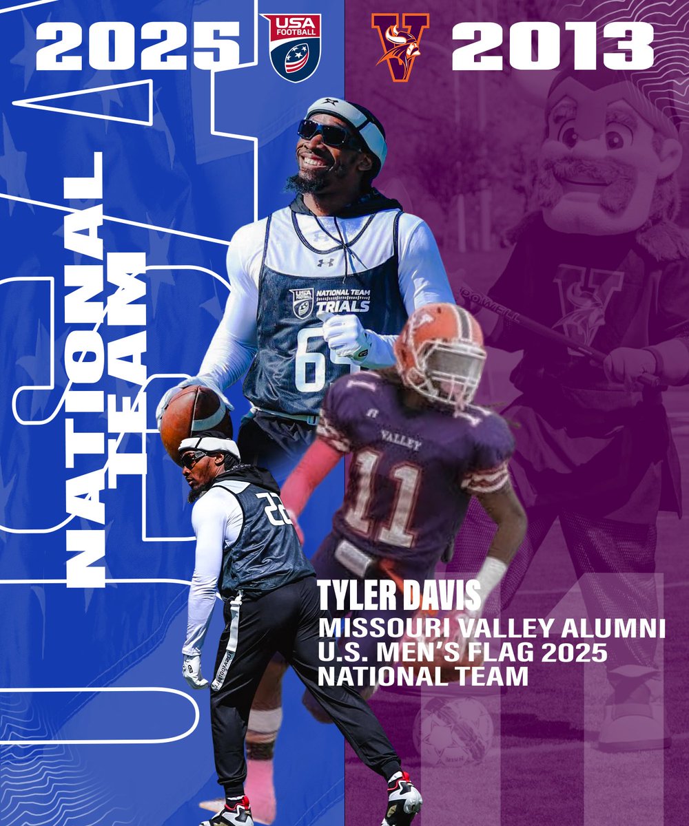 Congrats to former Valley Football Alumni Tyler TD Davis on making the USA Men’s Flag Football Team. Valley Alumni doing big things #ValleyWillRoll #OAVAAV 🟣🟠