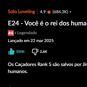 _ANIMEse's tweet photo. O episódio "Você é o rei dos humanos?" de SOLO LEVELING ultrapassou 500 mil curtidas na Crunchyroll! https://t.co/yVDoxNUr3c